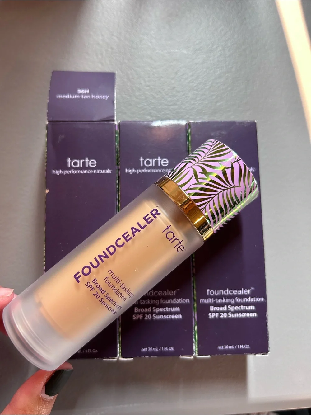 tarte Foundcealer Liquid Foundation - Medium-Tan Honey, Purple & Gold Accents